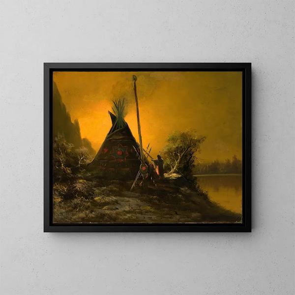 Szenen bei Nacht eines Indianertipis - Benjamin Raborg — gerahmtes Bild an der Wand