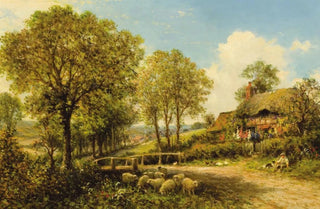 Benjamin Williams Leader - Spring Cottage with Shepherd and Flock.webp