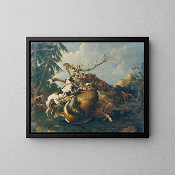 Hirschjagd - Benno Rafael Adam — gerahmtes Bild an der Wand