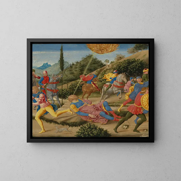 Die Bekehrung des heiligen Paulus - Benozzo Gozzoli — gerahmtes Bild an der Wand
