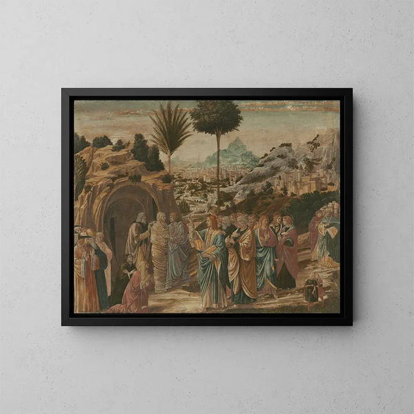 Die Auferstehung Lazars - Benozzo Gozzoli — gerahmtes Bild an der Wand