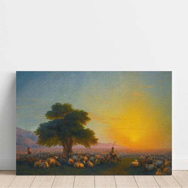 Reproduktion des Gemäldes Hirten mit ihrer Herde beim Sonnenuntergang - Ivan Konstantinovich Aivazovsky