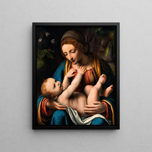 Die Jungfrau mit dem Jesuskind - Bernardino Luini — gerahmtes Bild an der Wand