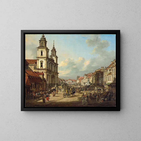 Kirche des Heiligen Kreuzes in Warschau - Bernardo Bellotto — gerahmtes Bild an der Wand