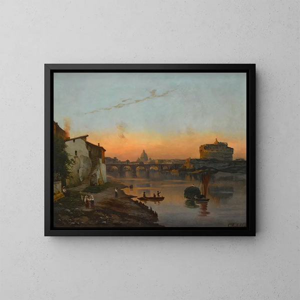 Ansicht der Basilika St. Peter und der Engelsburg, Rom - Bernhard Karl Mackeldey — gerahmtes Bild an der Wand