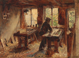 In der Werkstatt des Tischlers - Bertha Wegmann — Ansicht des Kunstwerks