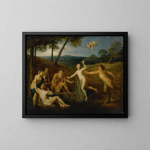 Pan und Syrinx - Bon Boullogne — gerahmtes Bild an der Wand