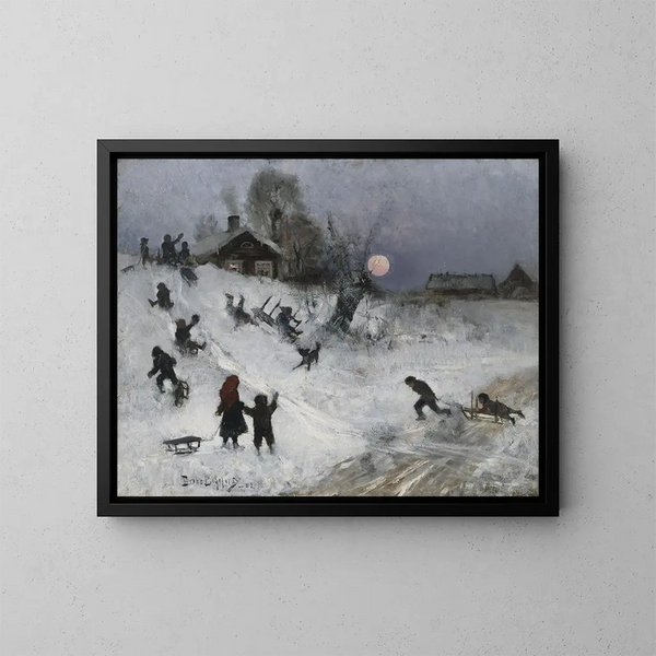 Schlitten - Bruno Liljefors — gerahmtes Bild an der Wand