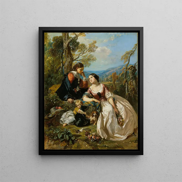 Eine sentimentale Unterhaltung - Camille Joseph Étienne Roqueplan — gerahmtes Bild an der Wand