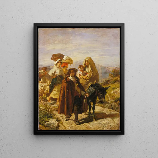 Bauernhof bei der Scheune - Camille Joseph Étienne Roqueplan — gerahmtes Bild an der Wand