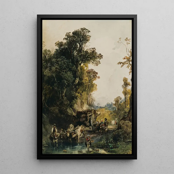 Der Holzwagen - Camille Joseph Étienne Roqueplan — gerahmtes Bild an der Wand