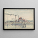 Fabrik am Oise bei Pontoise - Camille Pissarro — gerahmtes Bild an der Wand