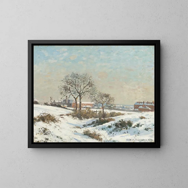Schneelandschaft in South Norwood - Camille Pissarro — gerahmtes Bild an der Wand