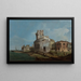 Venezianisches Caprice mit einer ovalen Kirche in der Nähe der Lagune - Canaletto — gerahmtes Bild an der Wand