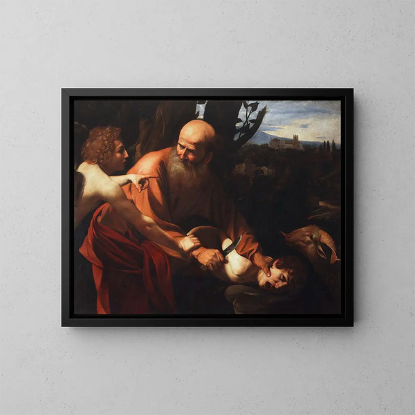 Der Opferung Isaaks - Caravaggio — gerahmtes Bild an der Wand
