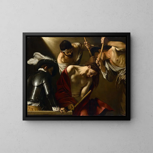 Der Krönung der Dornen - Caravaggio — gerahmtes Bild an der Wand