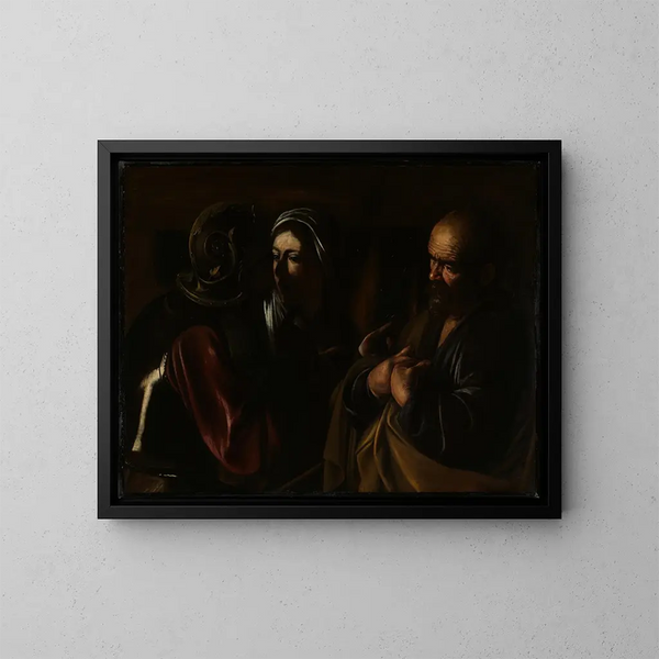Der Verrat des heiligen Petrus - Caravaggio — gerahmtes Bild an der Wand
