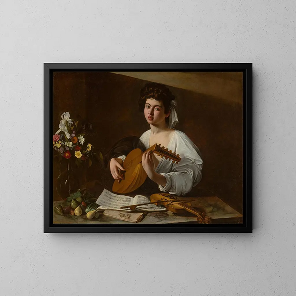 Der Lautenspieler - Caravaggio — gerahmtes Bild an der Wand
