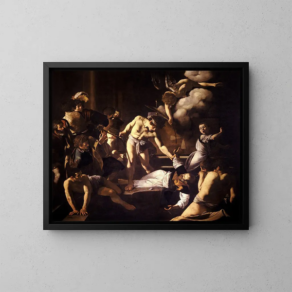 Der Märtyrertod des heiligen Matthäus - Caravaggio — gerahmtes Bild an der Wand