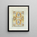 Ornamentales Dekorationsbild mit vier zweiköpfigen Löwen - Carel Adolph Lion Cachet — gerahmtes Bild an der Wand
