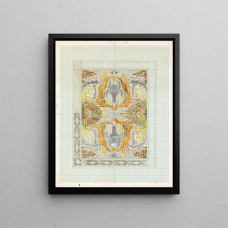 Carel Adolph Lion Cachet - Decoratief ornament met vier leeuwen met twee koppen.webp