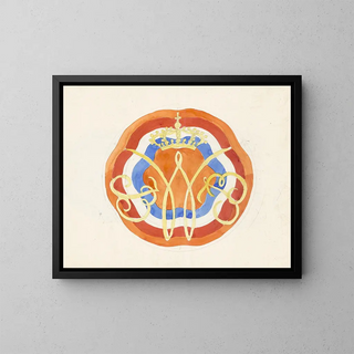Carel Adolph Lion Cachet - Ontwerp voor een bord met een gekroonde W.webp
