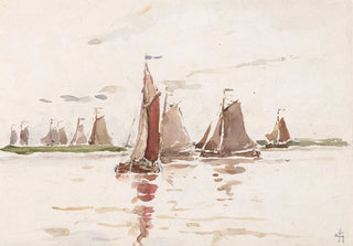 Carel Nicolaas Storm van sGravesande - Vissersschepen op een rivier.webp