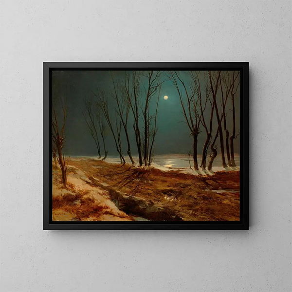 Winterlandschaft im Mondschein - Carl Blechen — gerahmtes Bild an der Wand
