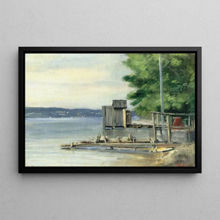 Carl Bolze - Badehtte am Starnberger See bei Ambach.webp