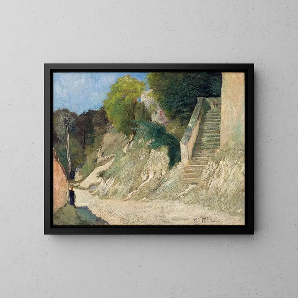 Eine steile Steigung in Montigny-sur-Loing - Carl Fredrik Hill — gerahmtes Bild an der Wand
