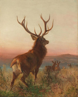 Carl Friedrich Deiker - Kapitaler Hirsch mit Tieren.webp
