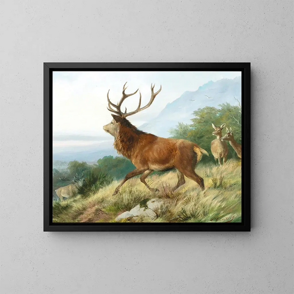 Rotfuchs in Brunftzeit - Carl Friedrich Deiker — gerahmtes Bild an der Wand