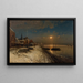 Klarer Mond, verschneiter Hafen - Carl Frithjof Smith — gerahmtes Bild an der Wand