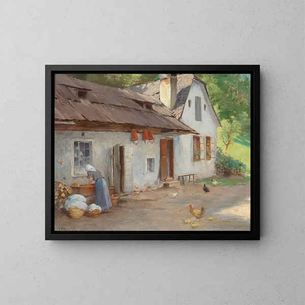 Waschtag - Carl Fröschl — gerahmtes Bild an der Wand