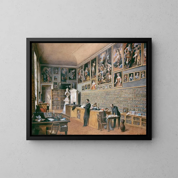 Die Bibliothek der Beamten aus der Ambraser Sammlung, Porträt-Sammlung - Carl Goebel der Jüngere — gerahmtes Bild an der Wand