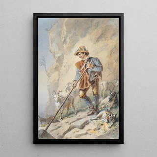 Carl Goebel the younger - Rosenblatt huntsman in ordinary of Archduke John of Austria as goatherd in the mountains.webp