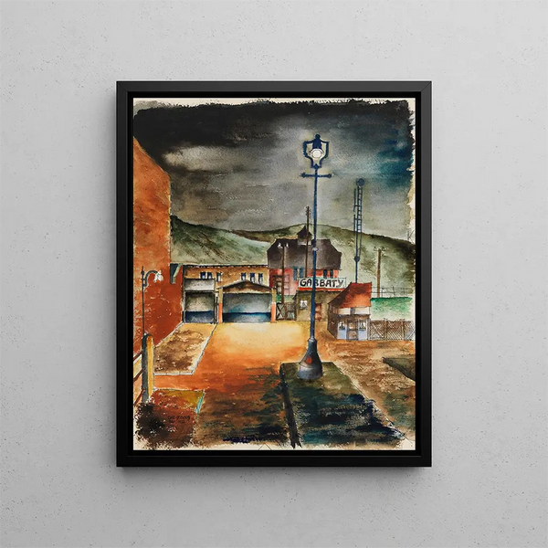 Maisons la nuit - Carl Grossberg — gerahmtes Bild an der Wand