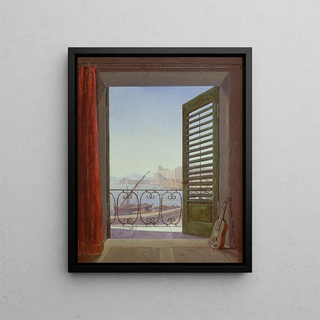 Carl Gustav Carus - Balcony Room with a View of the Bay of Naples via Santa Lucia and the Castel dellOvo.webp