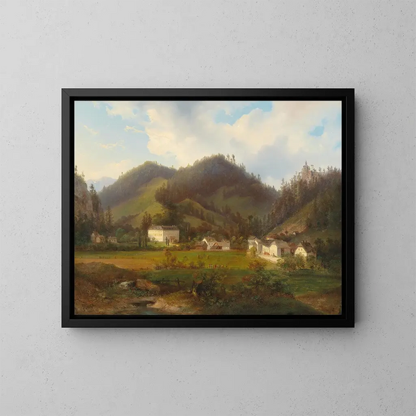 Vue du château de Gutenstein - Carl Hasch — gerahmtes Bild an der Wand