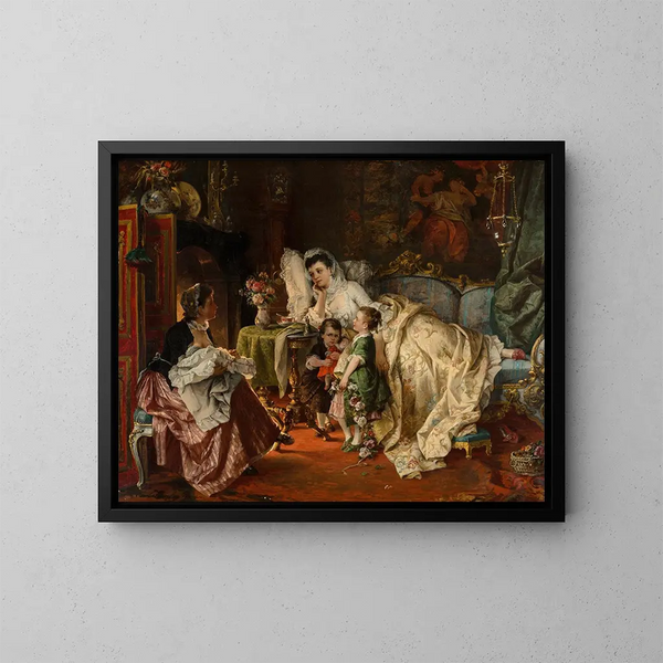 La nouvelle mère - Carl Herpfer — gerahmtes Bild an der Wand