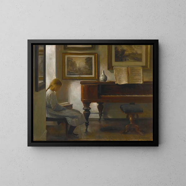 Mädchen in einem Interieur - Carl Holse — gerahmtes Bild an der Wand