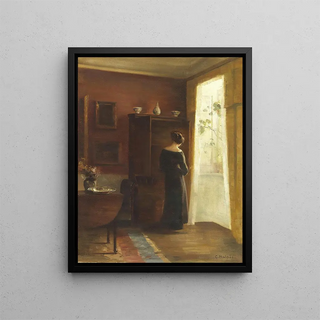 Carl Holse - Interir med ung pige stende ved vinduet.webp