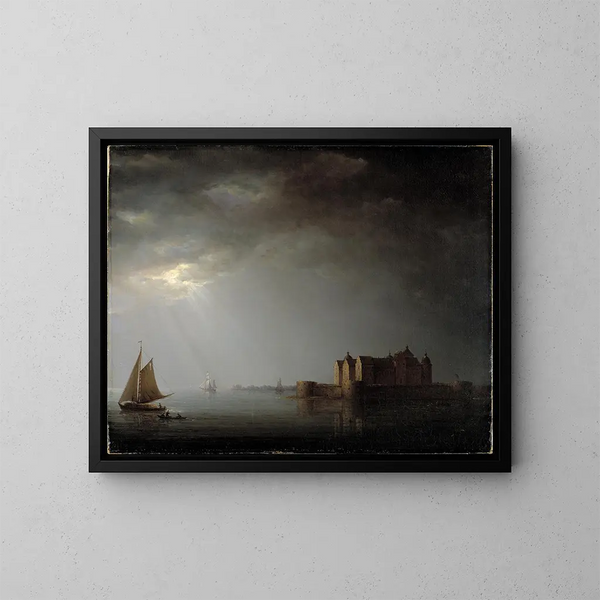 Château de Kalmar im Mondschein - Carl Johan Fahlcrantz — gerahmtes Bild an der Wand