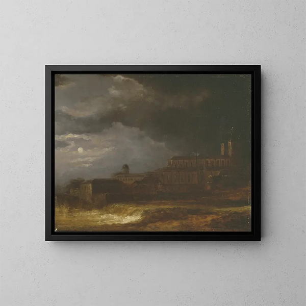 Ansicht der Uppsala-Landschaft im Mondschein - Carl Johan Fahlcrantz — gerahmtes Bild an der Wand