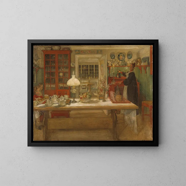 Vorbereitung auf ein Spiel - Carl Larsson — gerahmtes Bild an der Wand