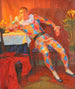 Innenraum mit Harlekin - Carl Mathorne — Ansicht des Kunstwerks