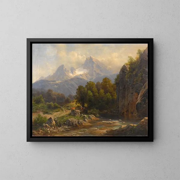 Blick auf den Watzmann - Carl Millner — gerahmtes Bild an der Wand