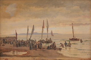 Carl Neumann - Hjemvendende fiskere modtages p Hornbk Strand.webp