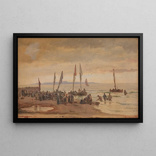 Carl Neumann - Hjemvendende fiskere modtages p Hornbk Strand.webp
