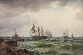 Carl Neumann - Skibe under land efter en byge.webp